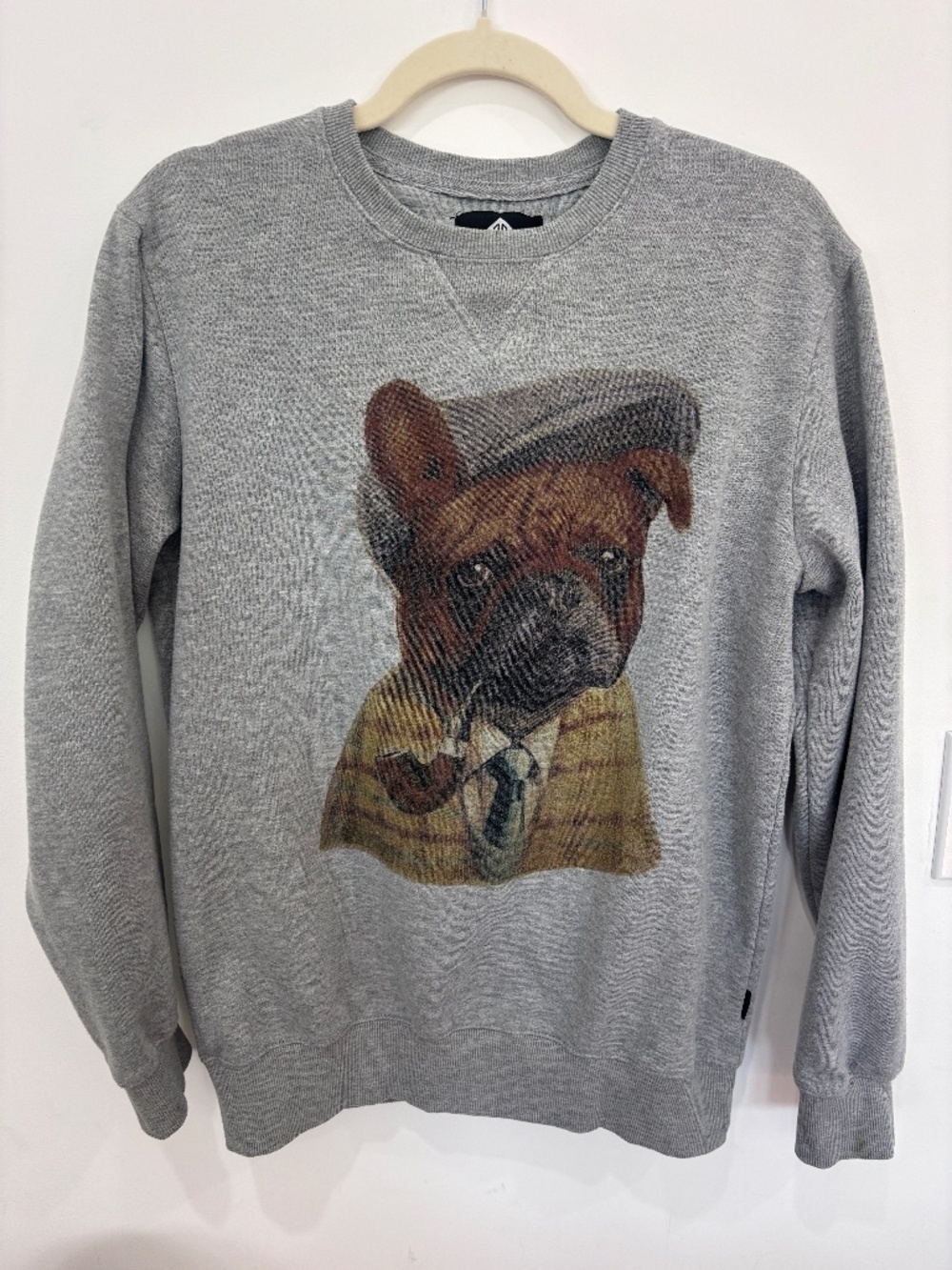 Cotton On Bulldog Graphic Sweatshirt Medium Gray Crewneck Preppy Dog Pullover